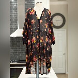 Torrid Black Floral Sheer Top Same Day Shipping